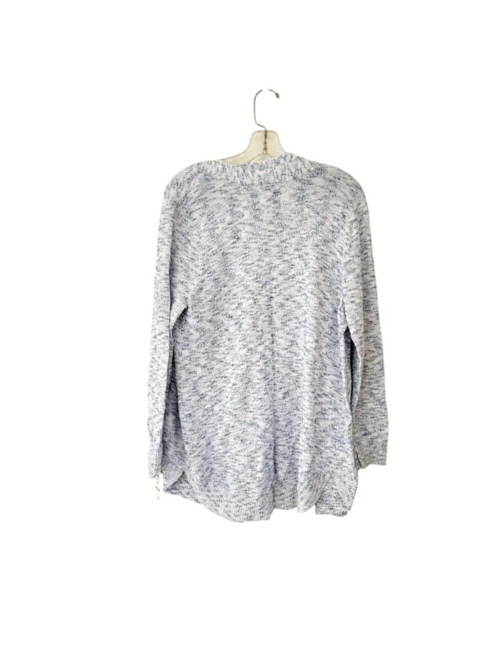 Charter Club Womens Open Front Cardigan Sweater Blue & White Cotton Blend Size L - Picture 2 of 5